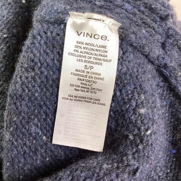 VINCE Speckled Wool Alpaca Blend Crew Sweater Blue Women Small - Picture 9 of 10